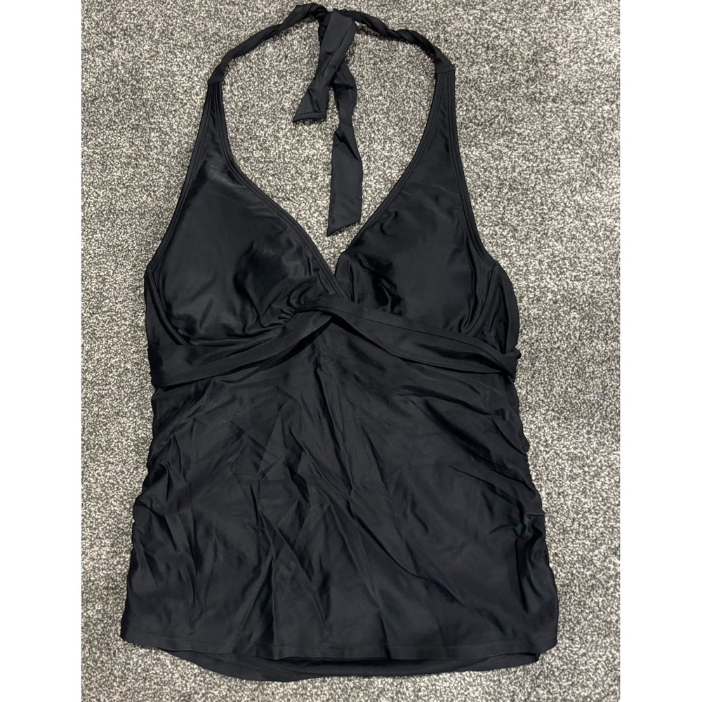 Athleta Black Tankini Top Halter Top Padded Bra Underwire Swim Swimming 36 B C